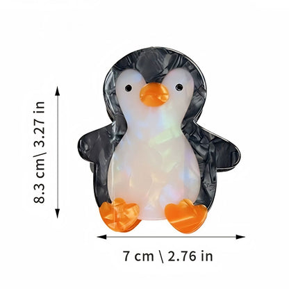 Medium Black  White Penguin Hair Claw