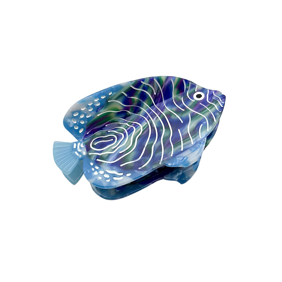 Medium Blue Water Pattern Angelfish Hair Claw