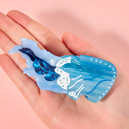 Medium Blue Floating Jellyfish Hair Claw
