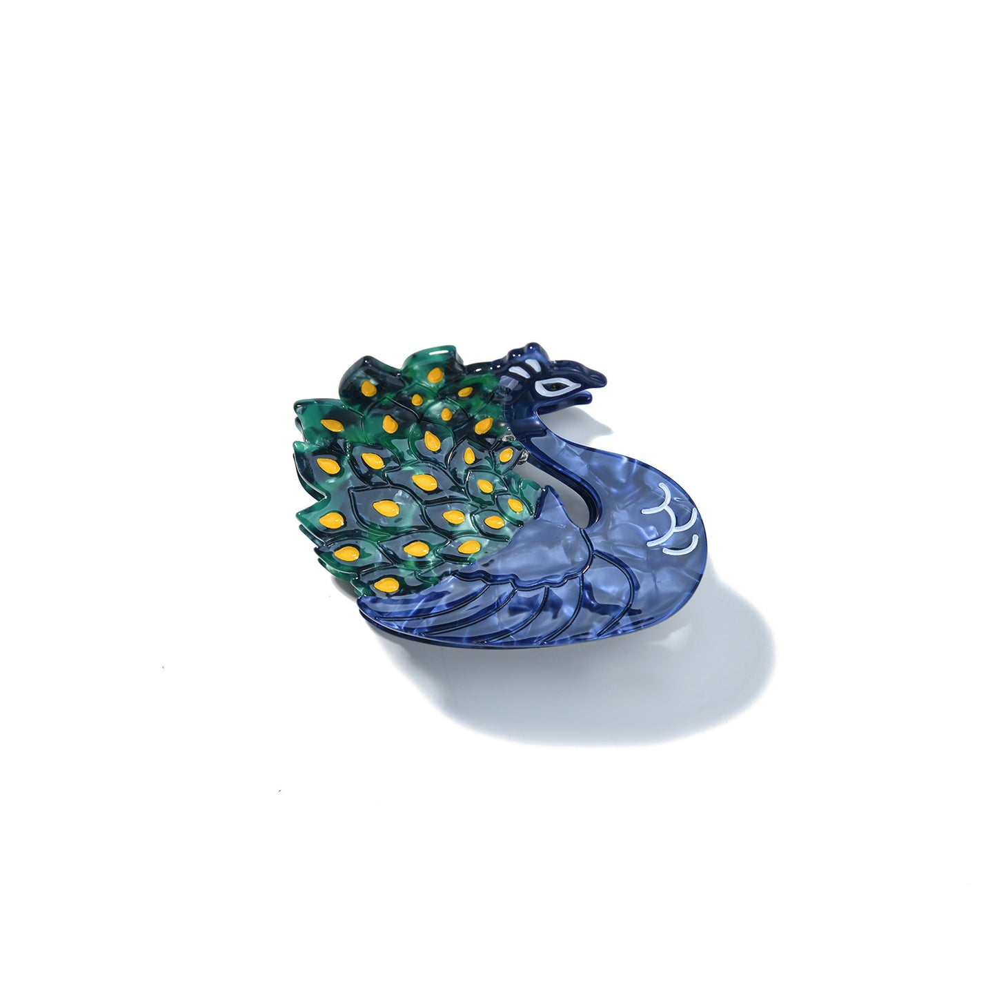 Medium Blue Peacock Tail Hair Claw
