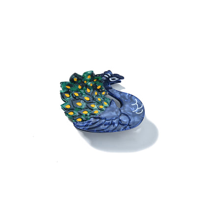 Medium Blue Peacock Tail Hair Claw