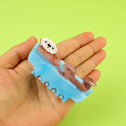 Medium Blue Sea Otter Hair Claw