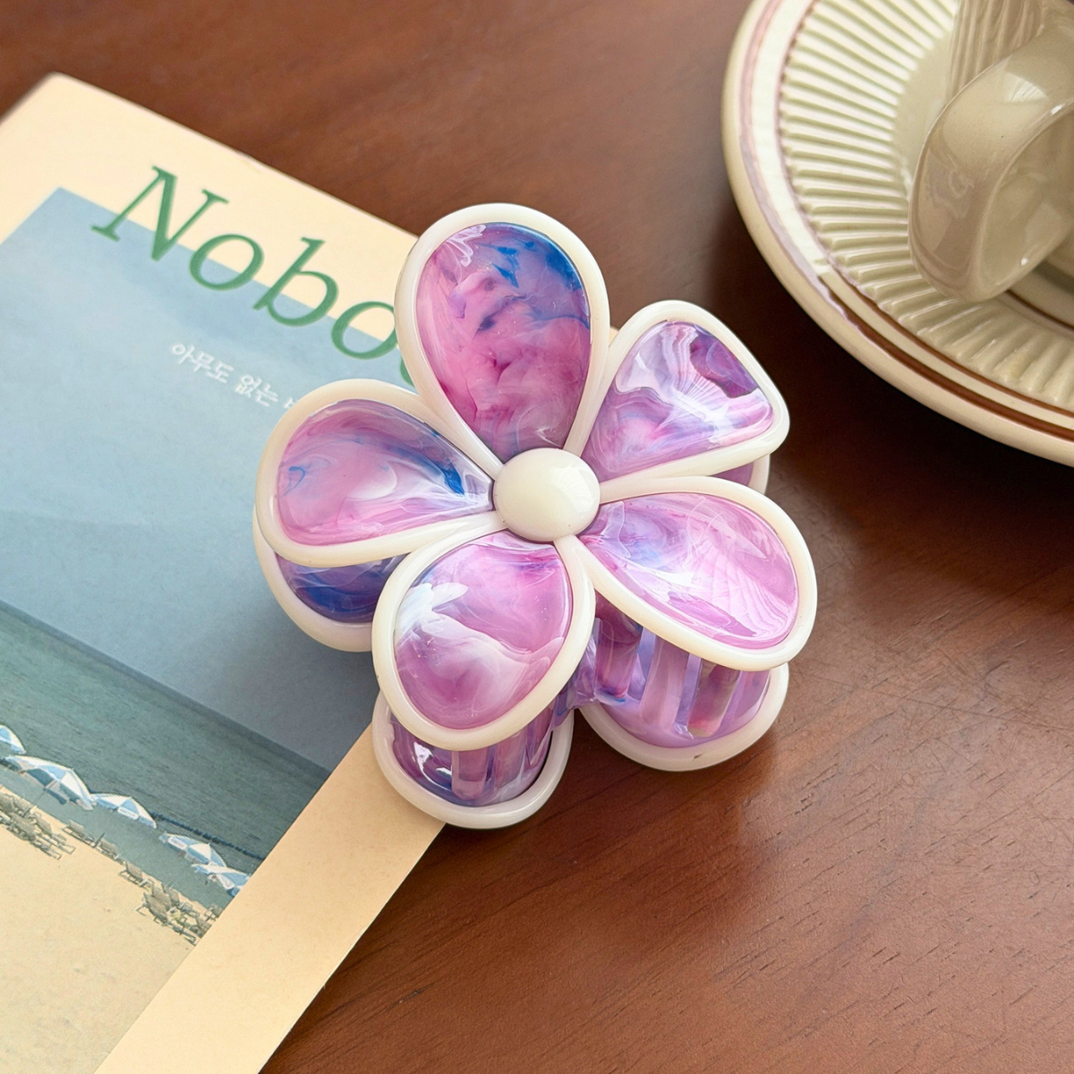 Medium Creamy Frangipani Flower Hair Claw