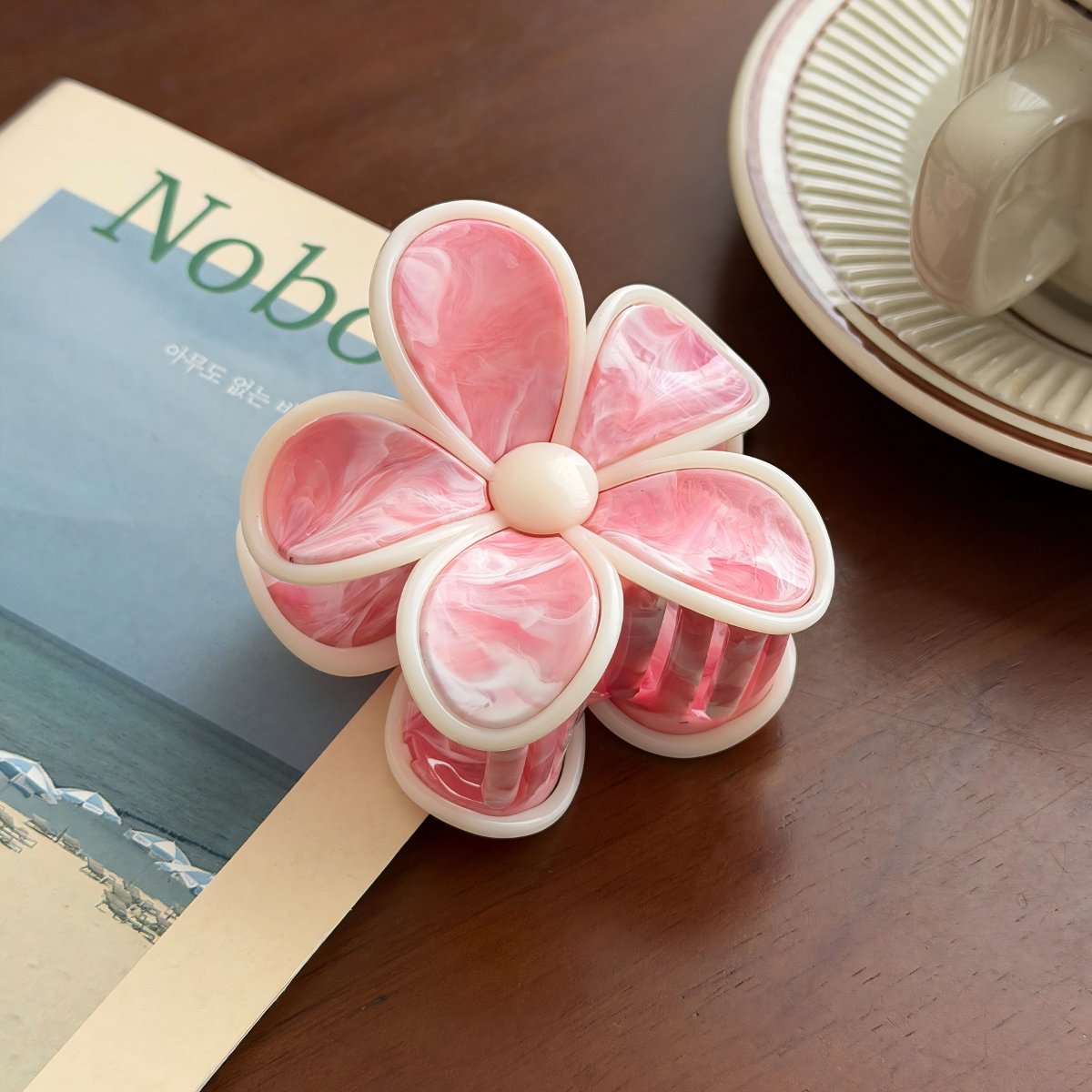 Medium Creamy Frangipani Flower Hair Claw