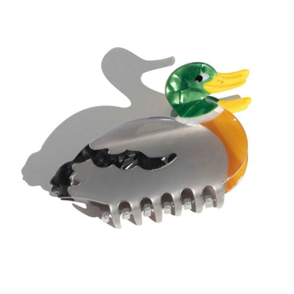 Medium Gray Green Orange Mallard Duck Hair Claw