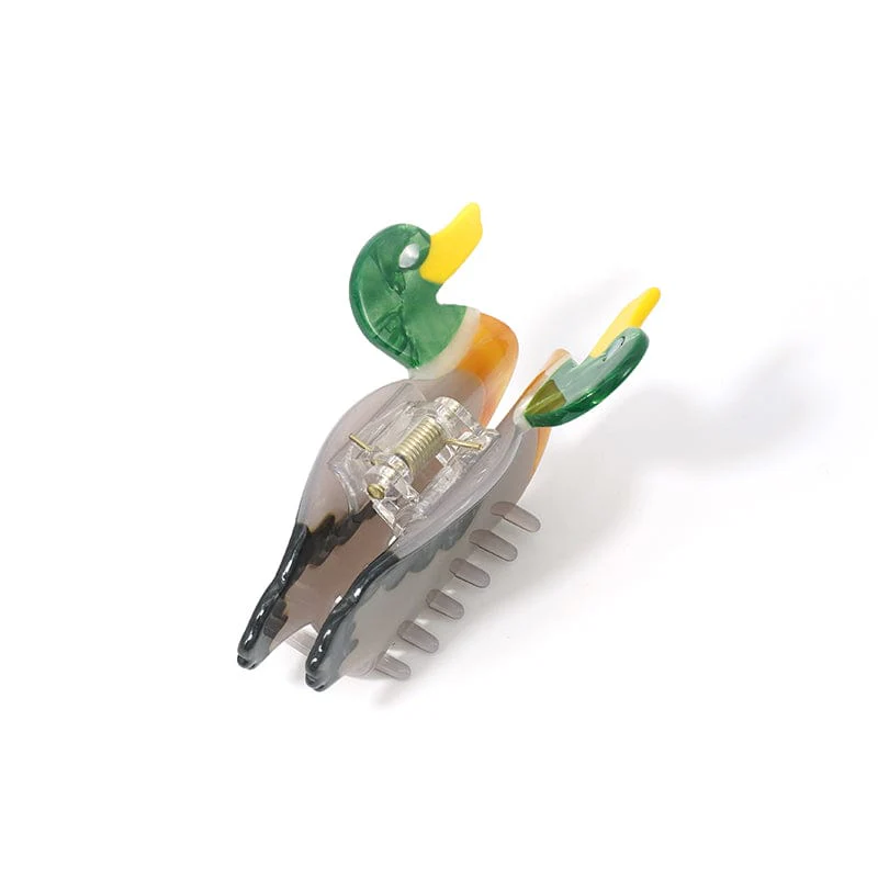 Medium Gray Green Orange Mallard Duck Hair Claw