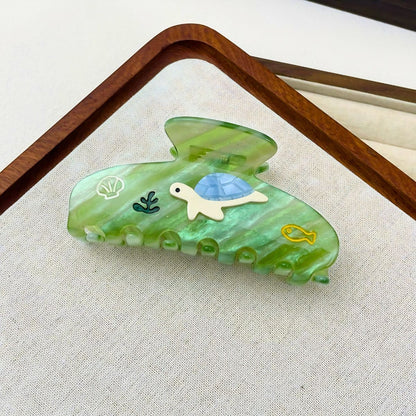 Medium Green Blue Sea Turtle Hair Claw