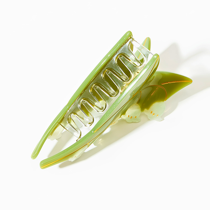 Medium Green Leaf White Lily of the Valley Hair Claw