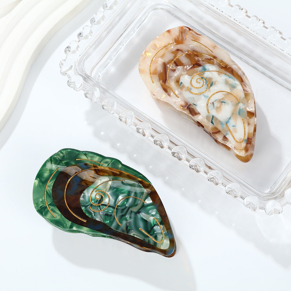 Medium Green Mussel Shell Hair Claw