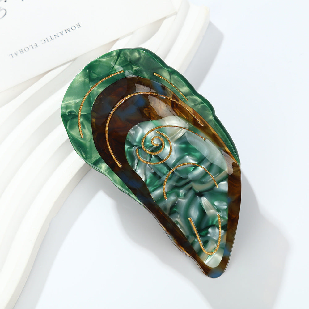 Medium Green Mussel Shell Hair Claw