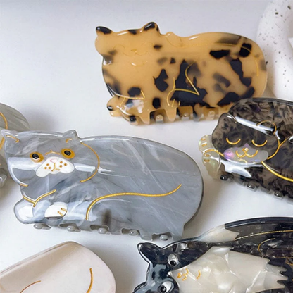 Medium Grey Blue Golden Longhair Cat Hair Claw