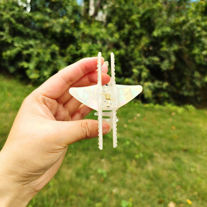 Medium Iridescent White Rhinestone Starfish Hair Claw