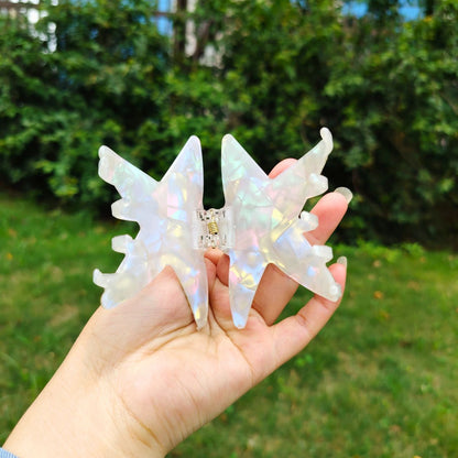 Medium Iridescent White Rhinestone Starfish Hair Claw