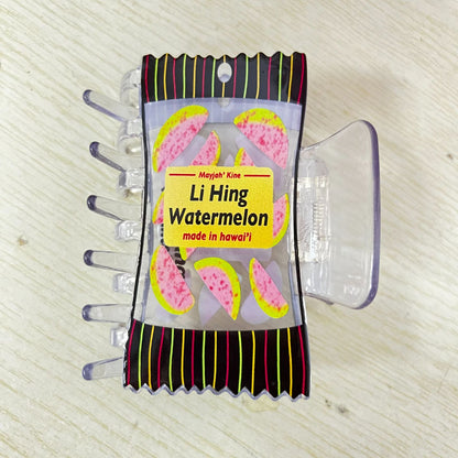 Medium Li Hing Watermelon Snack Bag Hair Claw
