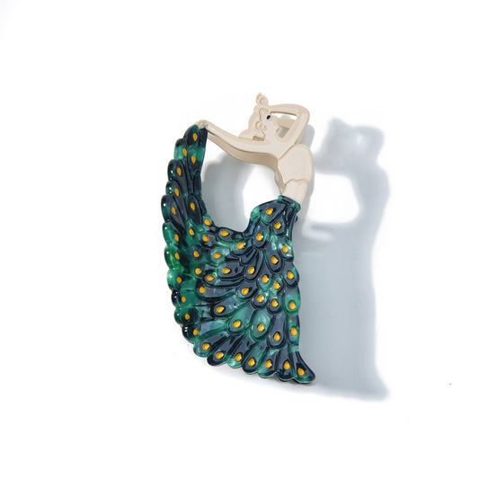 Medium Elegant Peacock Dancer Hair Claw