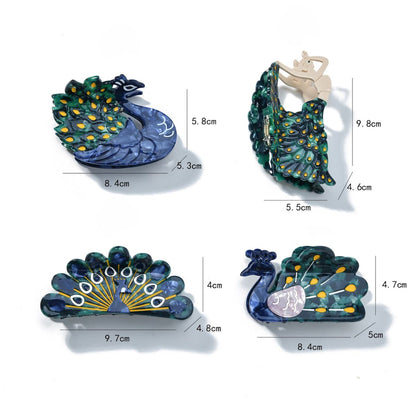 Medium Peacock Display Hair Claw
