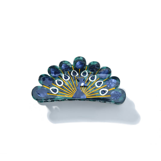 Medium Peacock Display Hair Claw