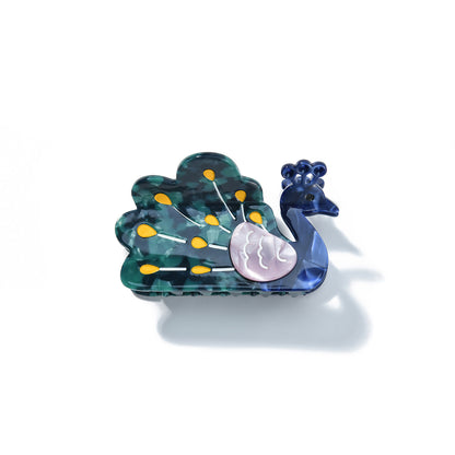 Medium Peacock Feather Fan Hair Claw