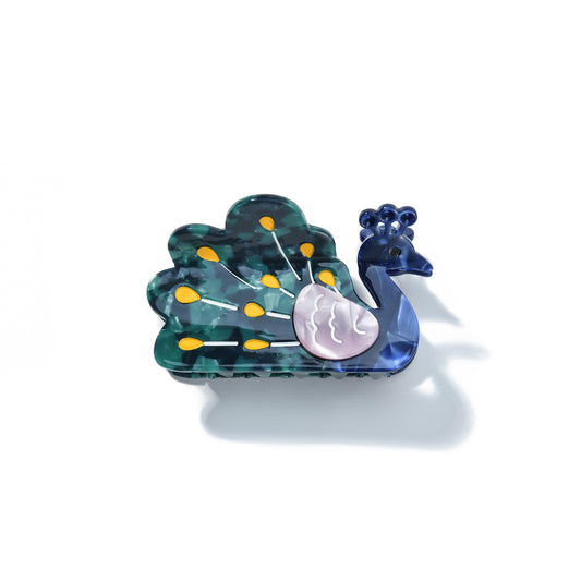 Medium Peacock Feather Fan Hair Claw