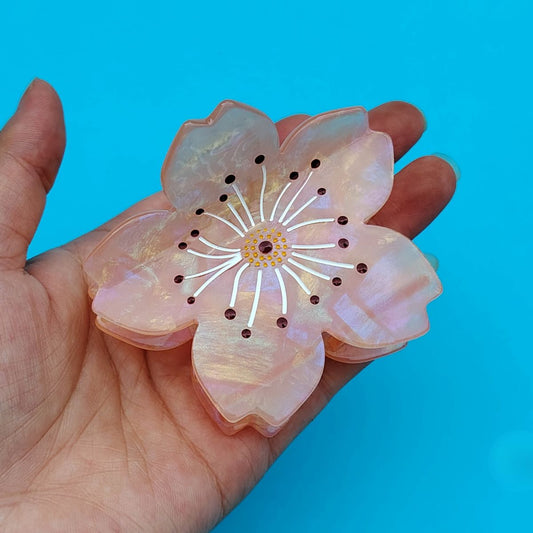 Medium Pink Cherry Blossom Hair Claw