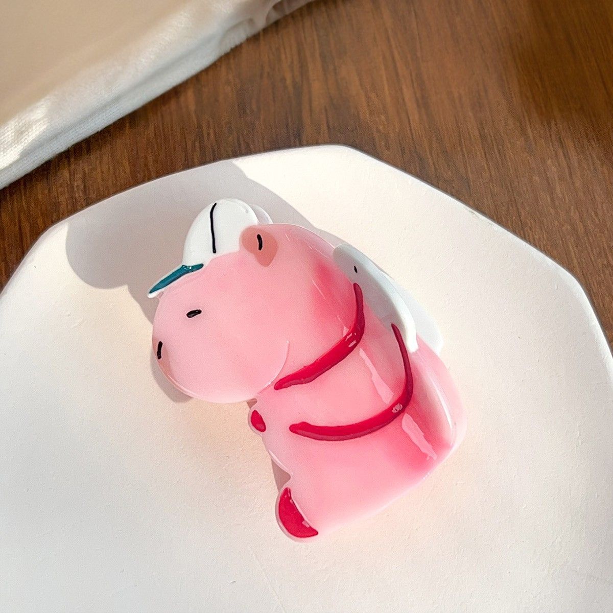 Medium Pink Hugging Capybara Hair Claw