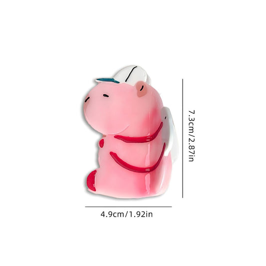 Medium Pink Hugging Capybara Hair Claw