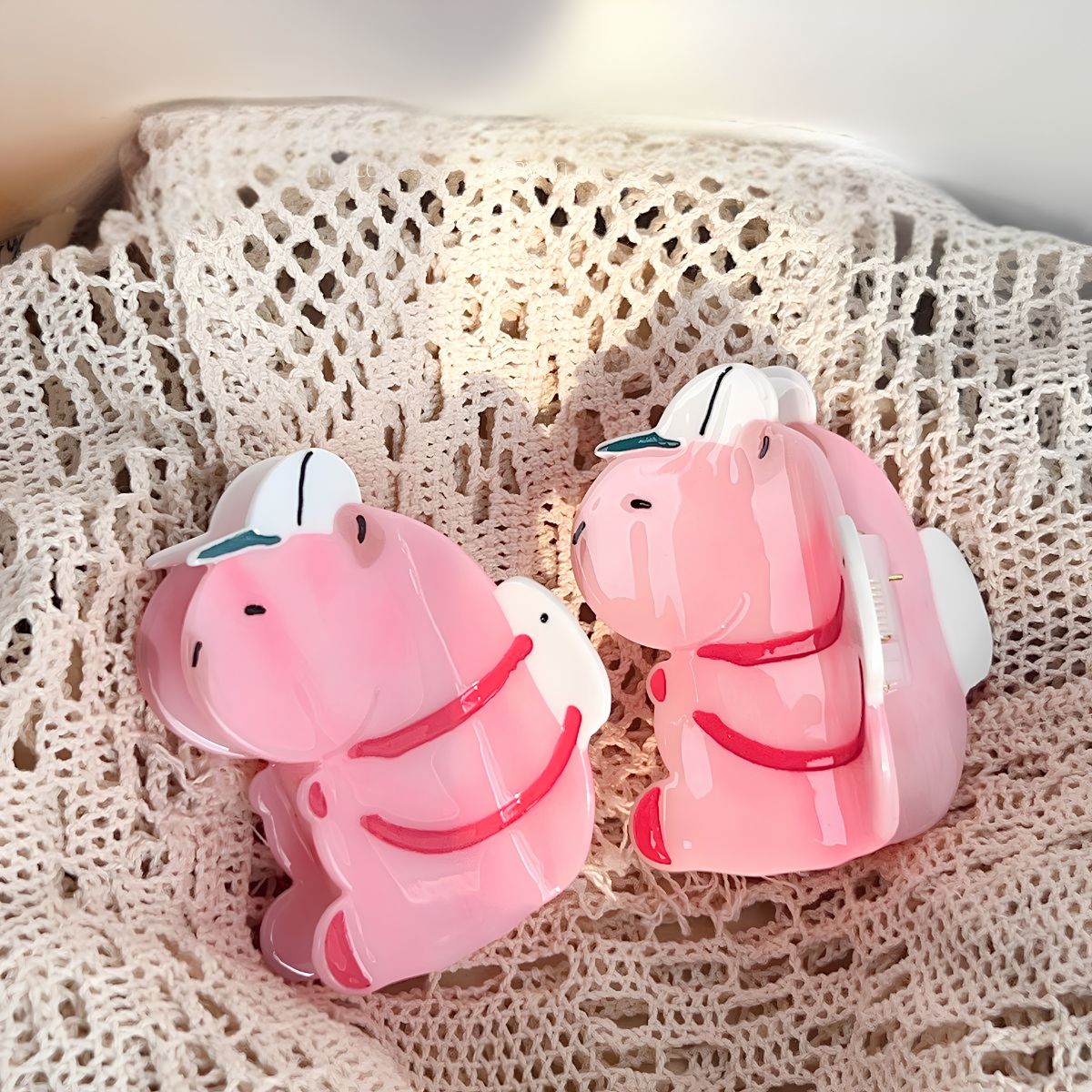 Medium Pink Hugging Capybara Hair Claw
