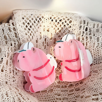Medium Pink Hugging Capybara Hair Claw