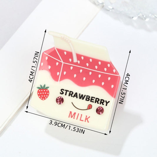 Medium Pink Strawberry Milk Box Hair Claw