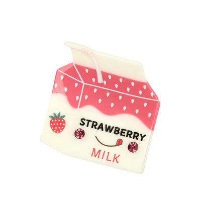 Medium Pink Strawberry Milk Box Hair Claw