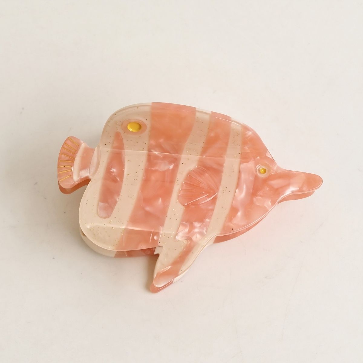 Medium Pink White Butterfly Fish Hair Claw