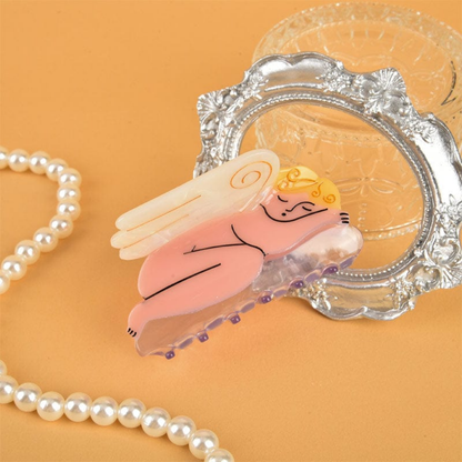 Medium Pink Yellow White Cherub Angel Hair Claw