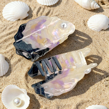 Medium Purple Glitter Oyster Hair Claw
