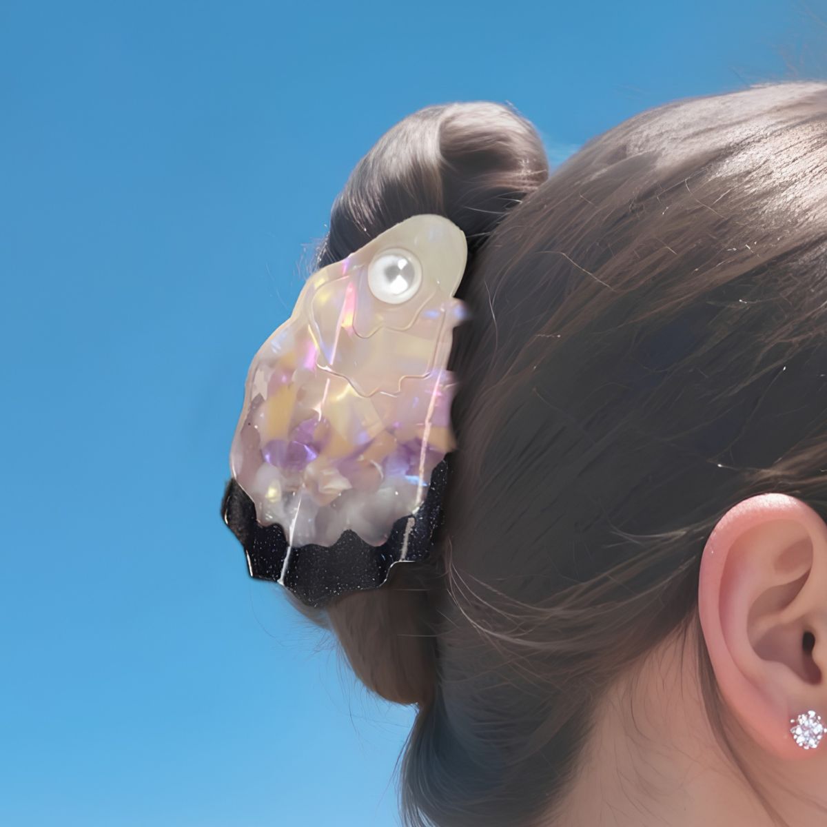 Medium Purple Glitter Oyster Hair Claw