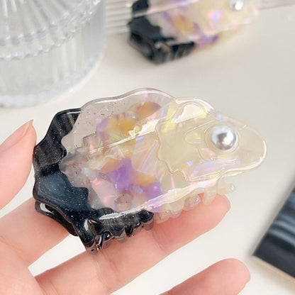 Medium Purple Glitter Oyster Hair Claw