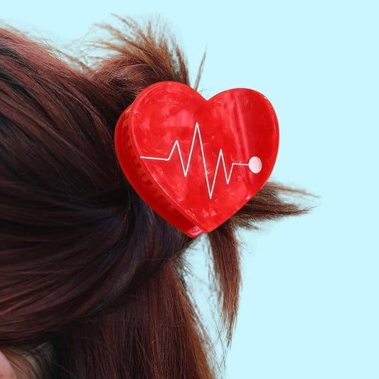 Medium Red Heart Hair Claw