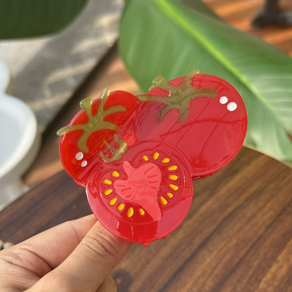 Medium Red Tomato Sliced Open Hair Claw