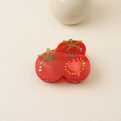 Medium Red Tomato Sliced Open Hair Claw