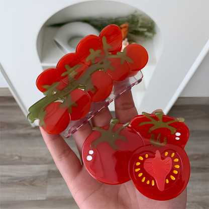 Medium Red Tomato Sliced Open Hair Claw