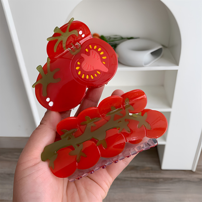 Medium Red Tomato Sliced Open Hair Claw