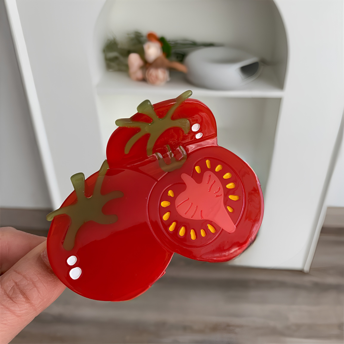 Medium Red Tomato Sliced Open Hair Claw