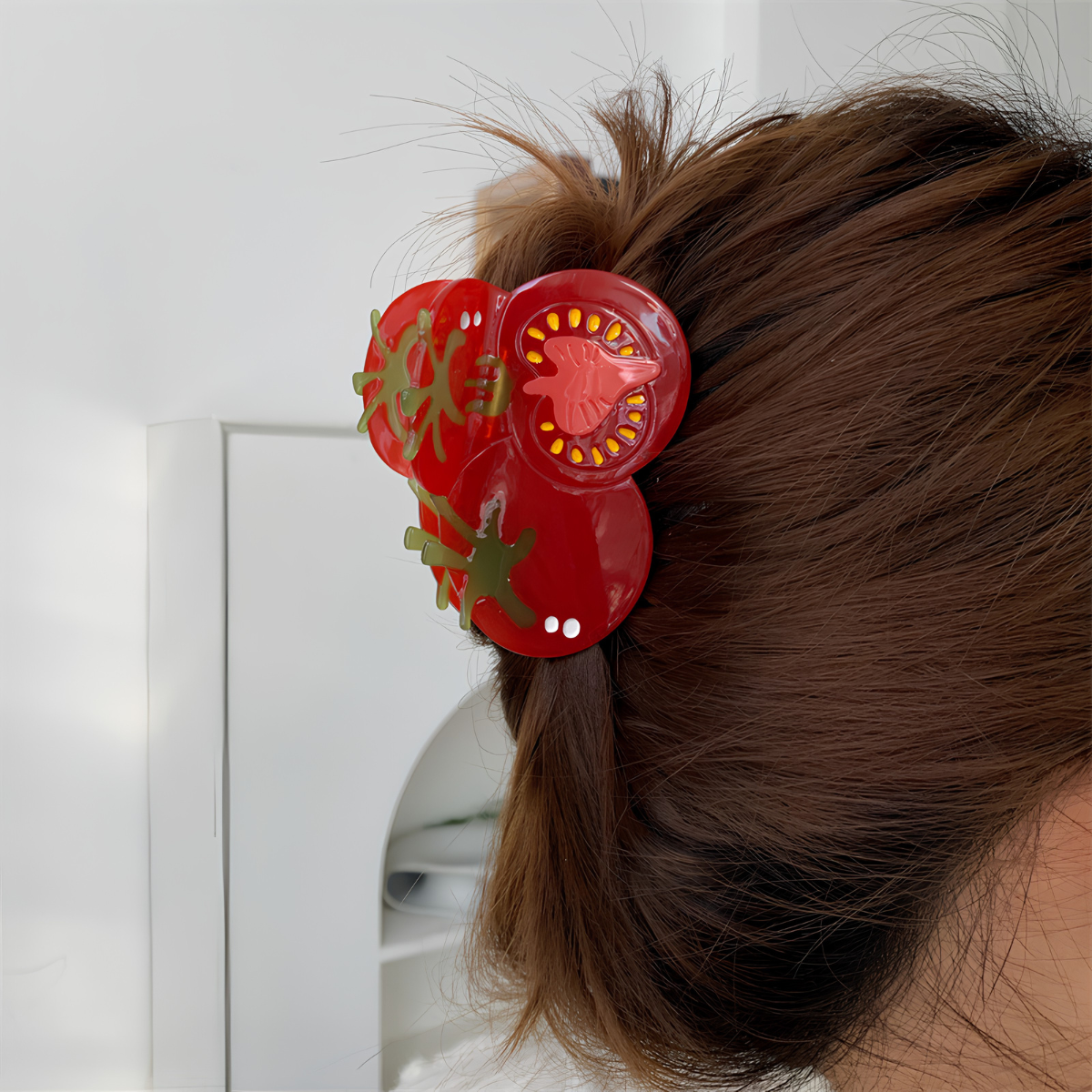 Medium Red Tomato Sliced Open Hair Claw
