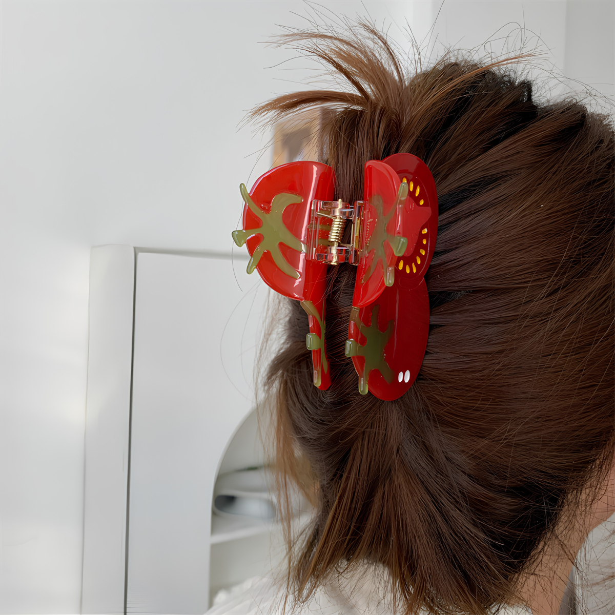 Medium Red Tomato Sliced Open Hair Claw