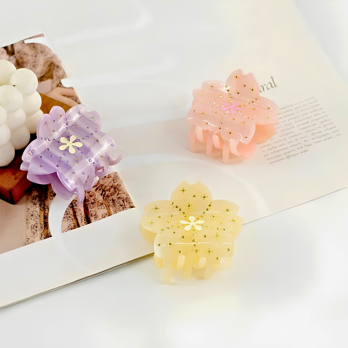 Medium Rhinestone Cherry Blossom Sakura Hair Claw