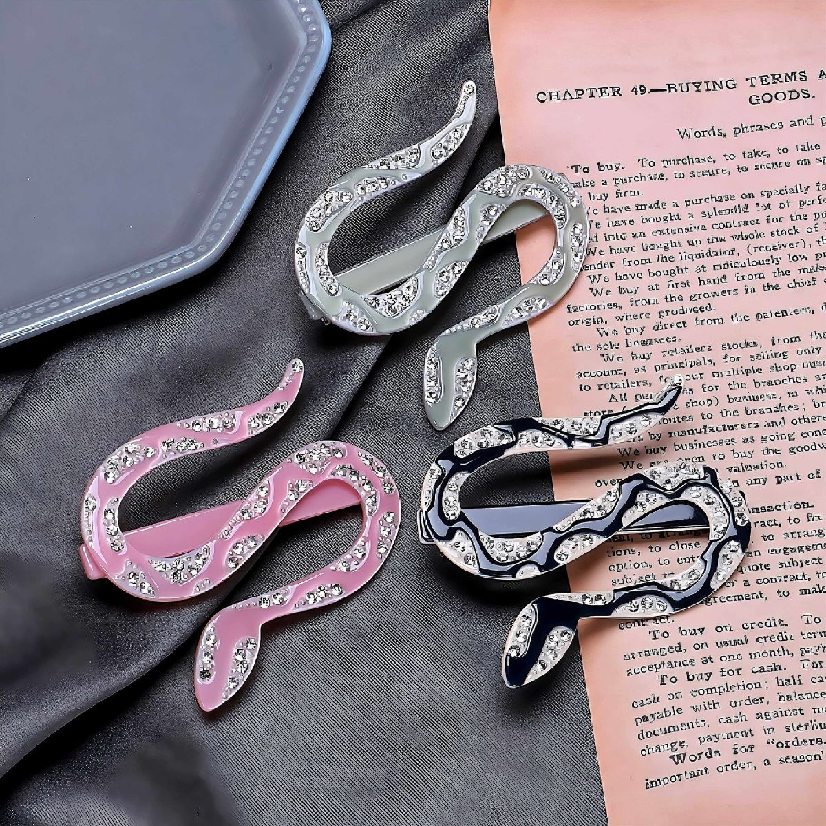 Medium Rhinestone Snake Hair Clips