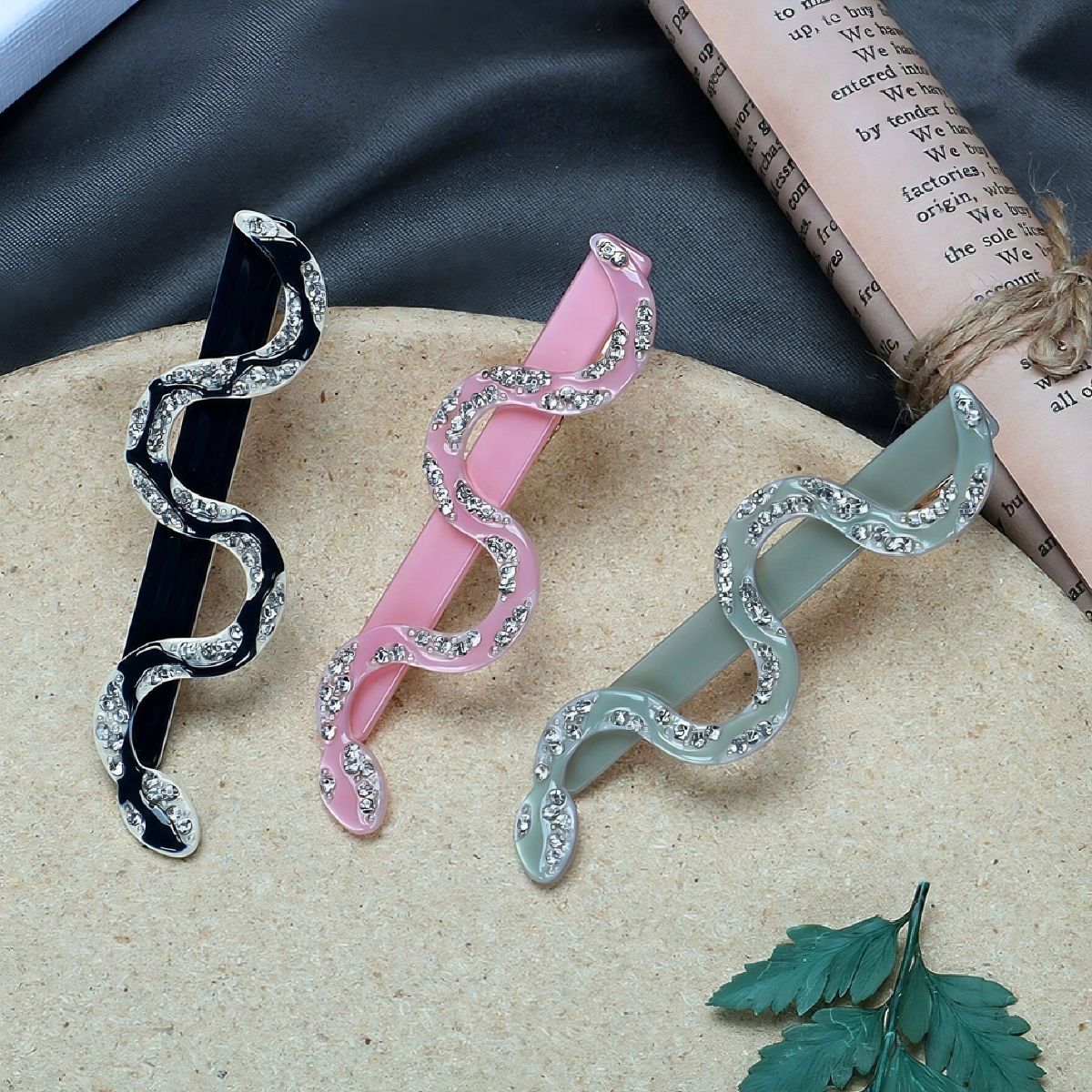 Medium Rhinestone Snake Hair Clips