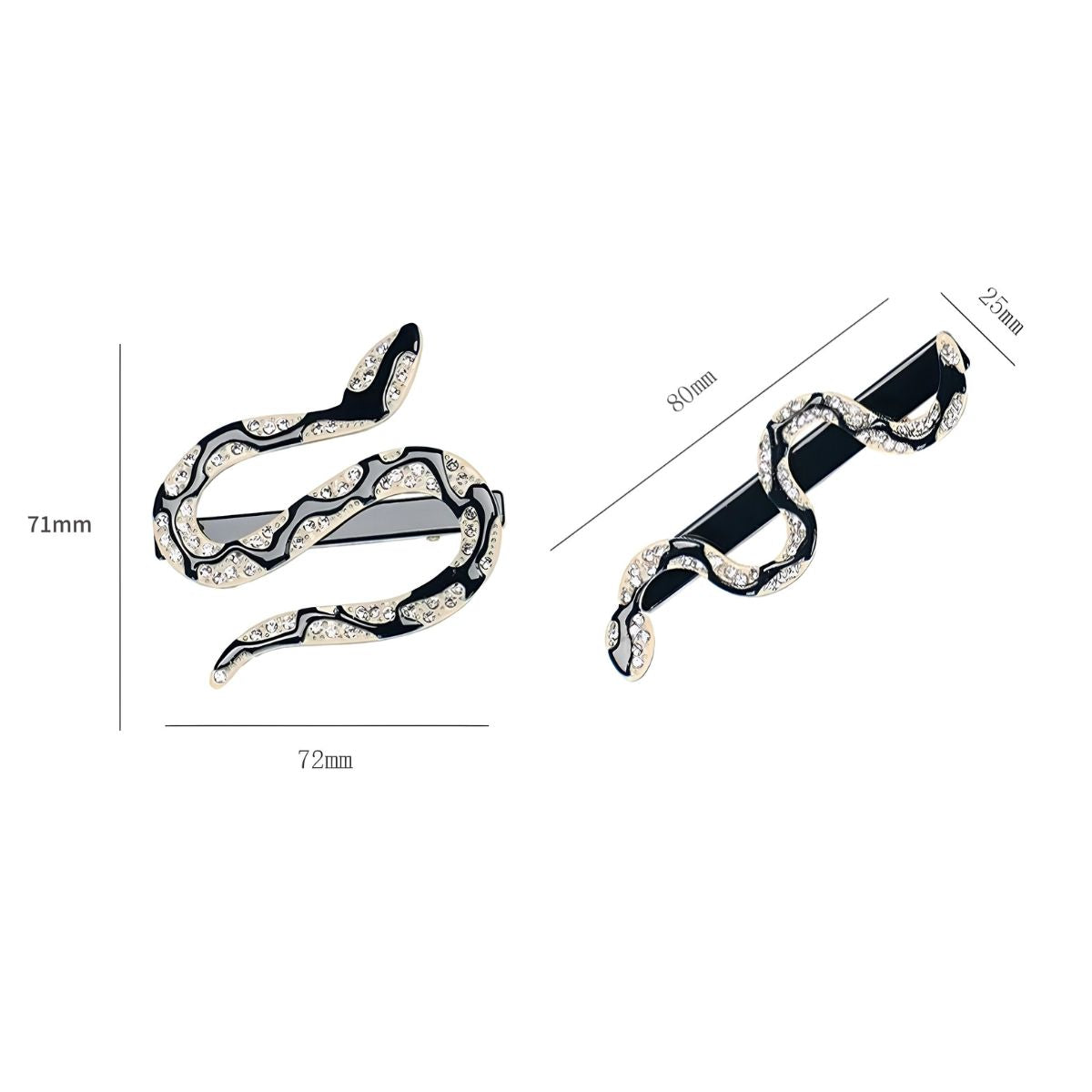 Medium Rhinestone Snake Hair Clips