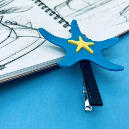 Medium Sky Blue Starfish Hair Clip