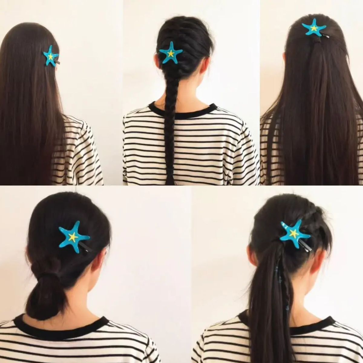 Medium Sky Blue Starfish Hair Clip