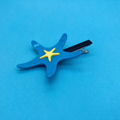 Medium Sky Blue Starfish Hair Clip